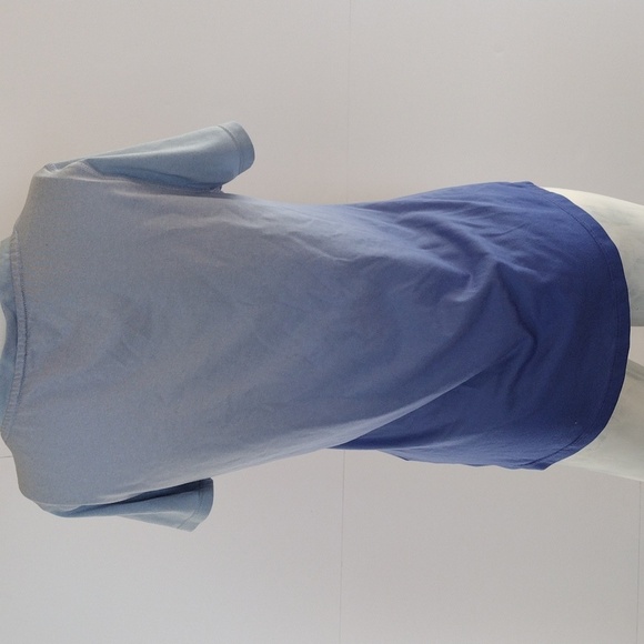 Layer8 T‎ Shirt Women Medium Blue Ombre Short Cap Sleeves V Neck Stretch Sporty - Picture 6 of 10